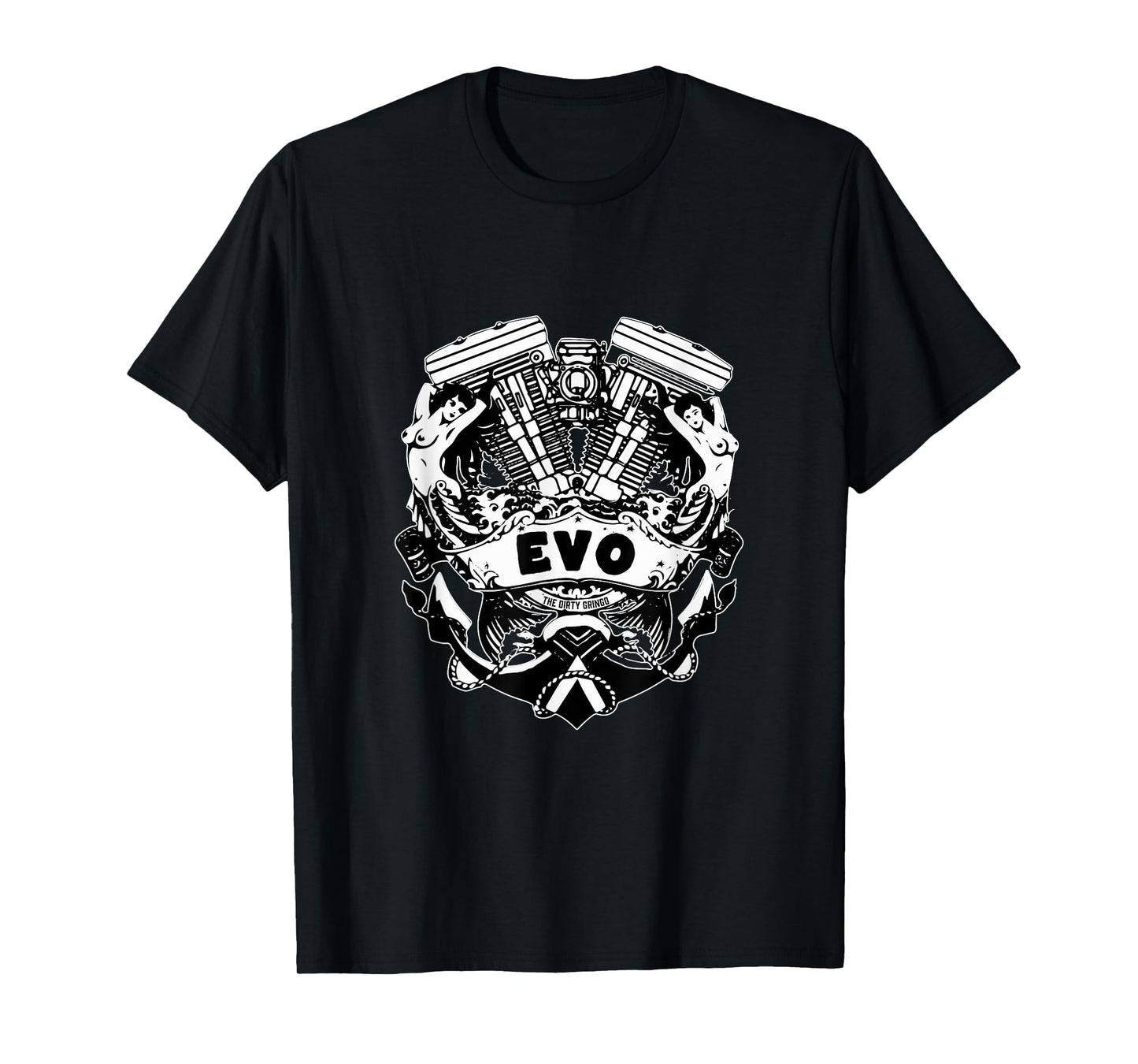The Dirty Gringo Evo Motorcycle Evolution VTwin Flash Tattoo T-Shirt