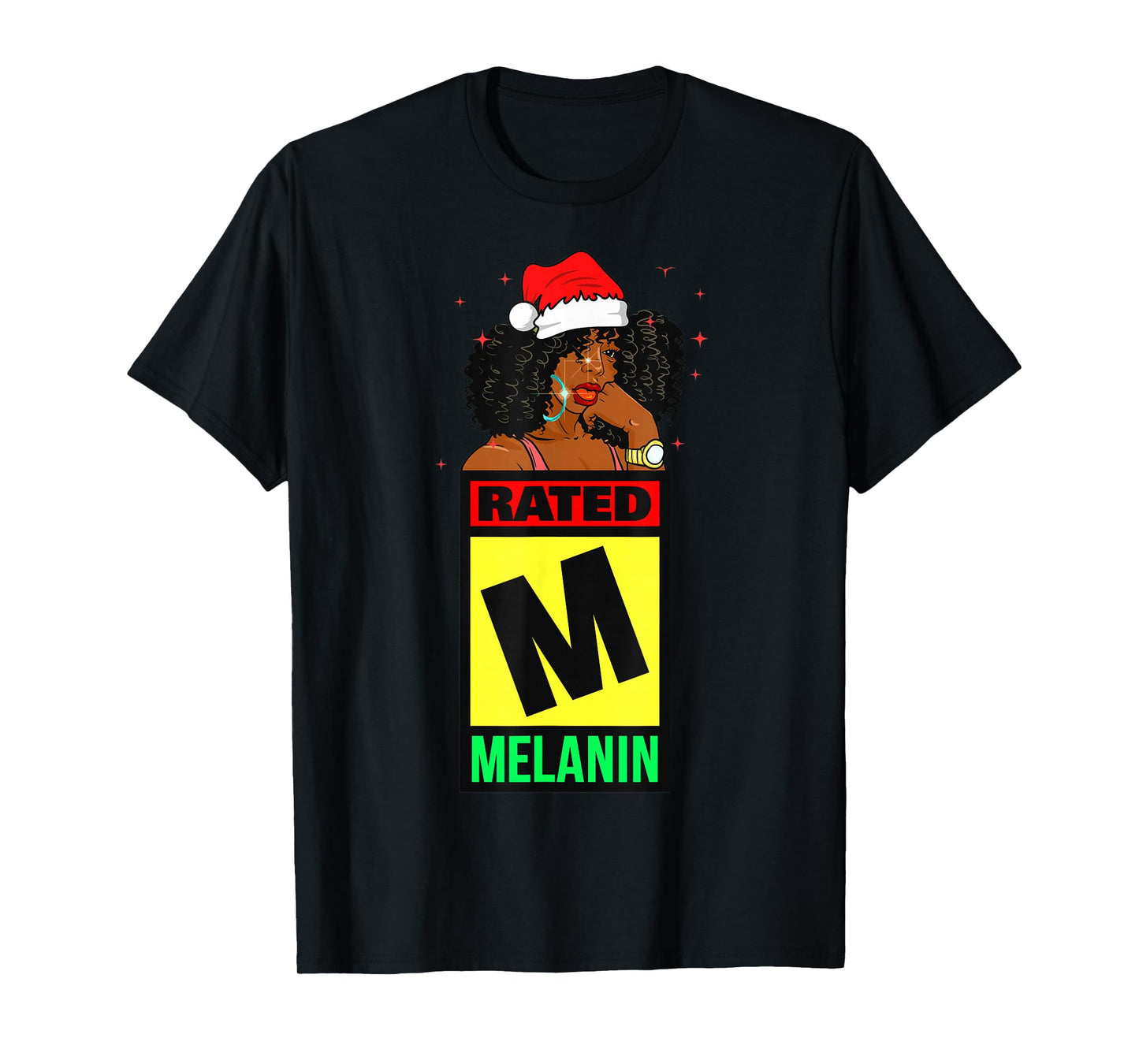 Melanin Christmas Women Black Girl Magic Brown Skin Girls T-Shirt