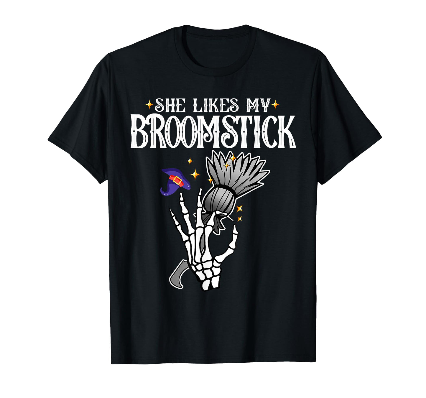 She Likes My Broomstick I Like Her Pumpkins Halloween Couple T-Shirt