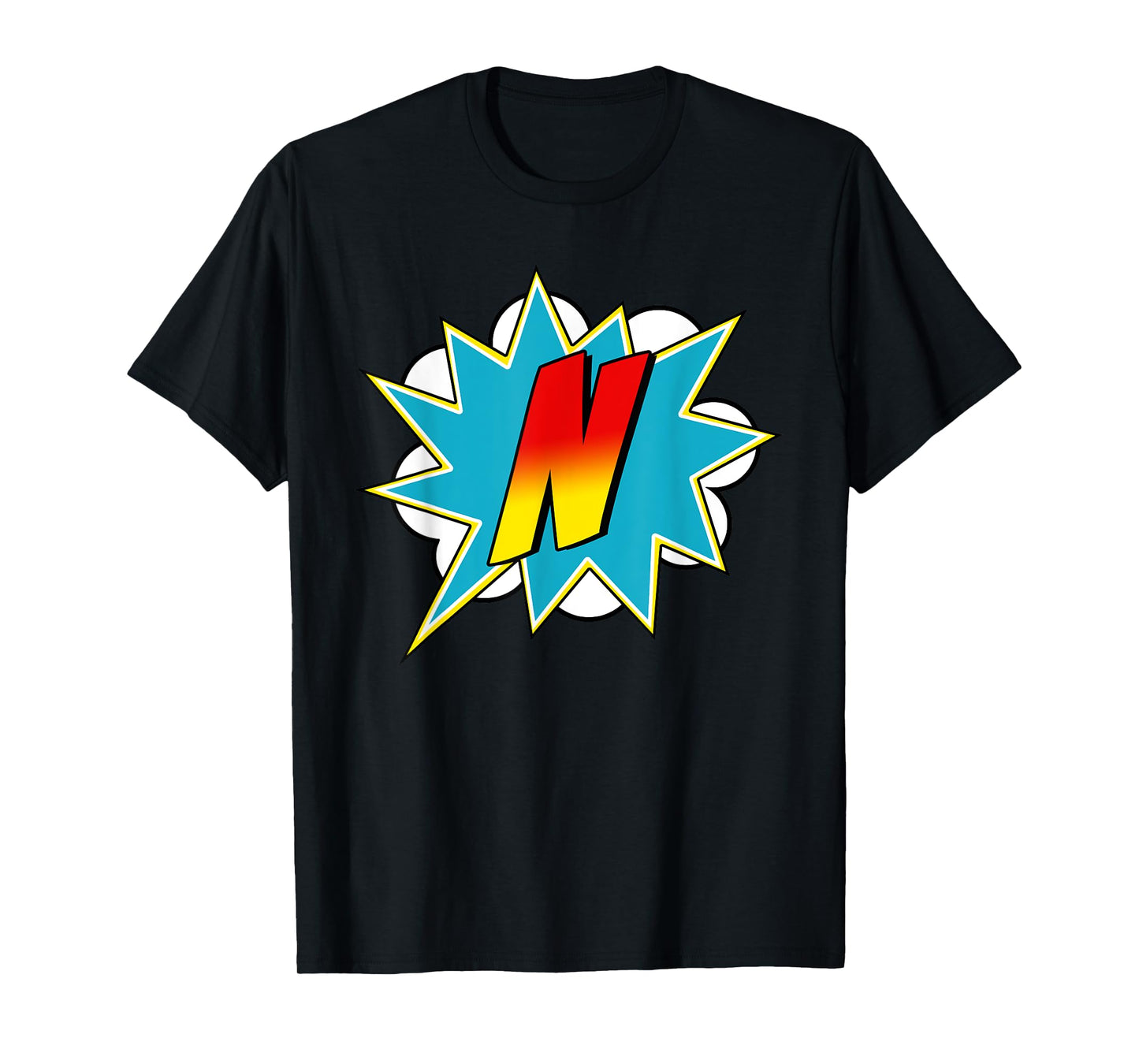 Letter N Superhero Name Comic Letter Retro Costume T-Shirt