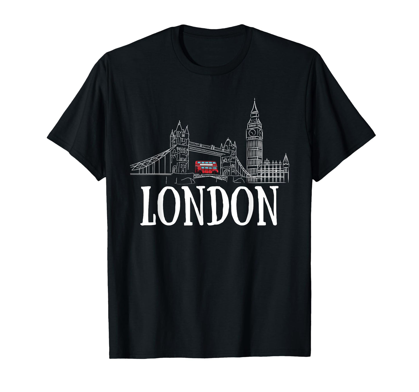 London Skyline Tourist Hometown Vacation Bus Decker Double T-Shirt