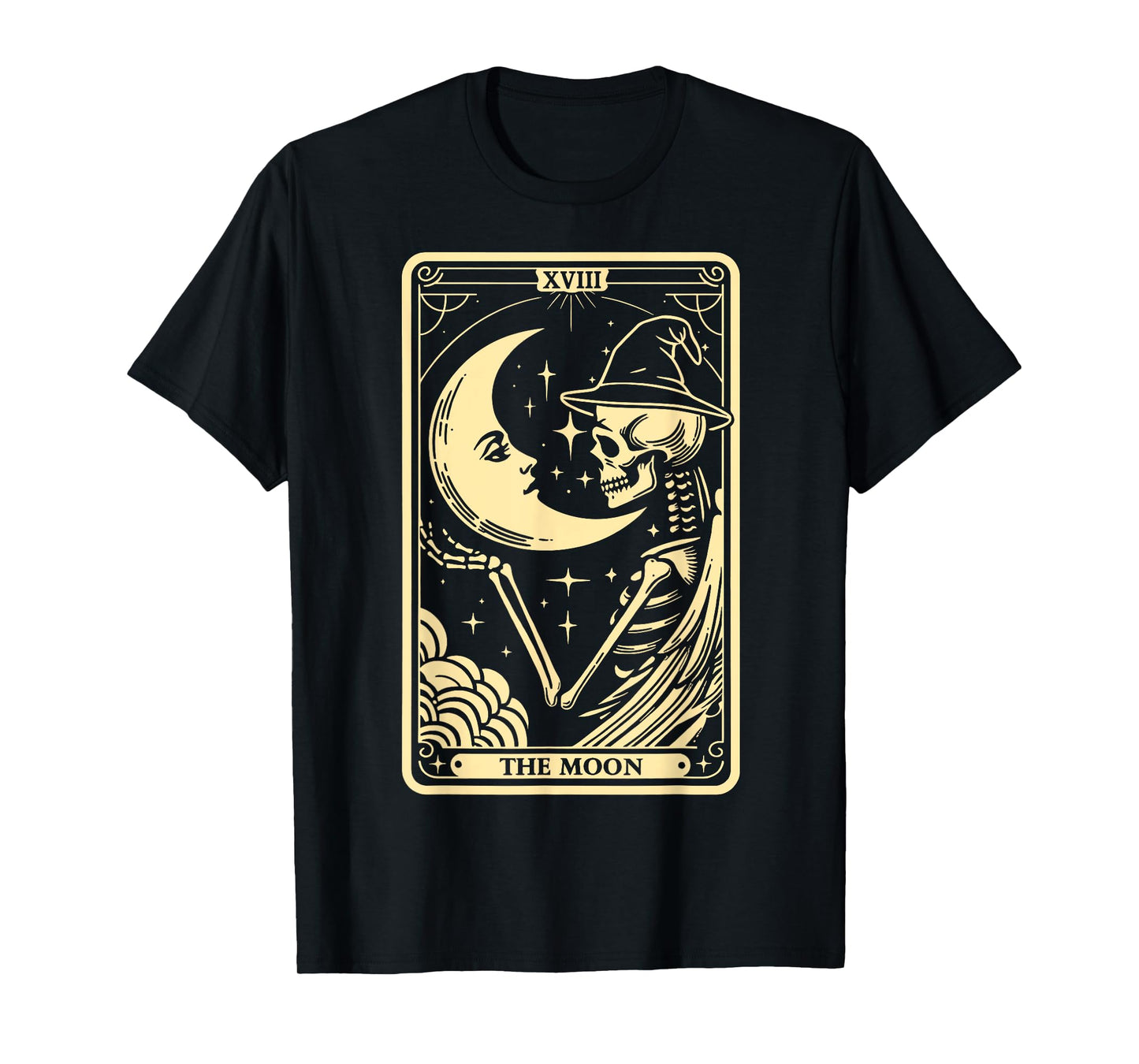 The Moon Tarot Card Halloween Skeleton Witch Men Women T-Shirt
