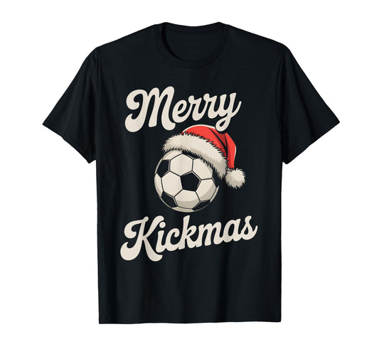 Merry Kickmas Christmas Funny Santa Soccer Ball Graphic T-Shirt