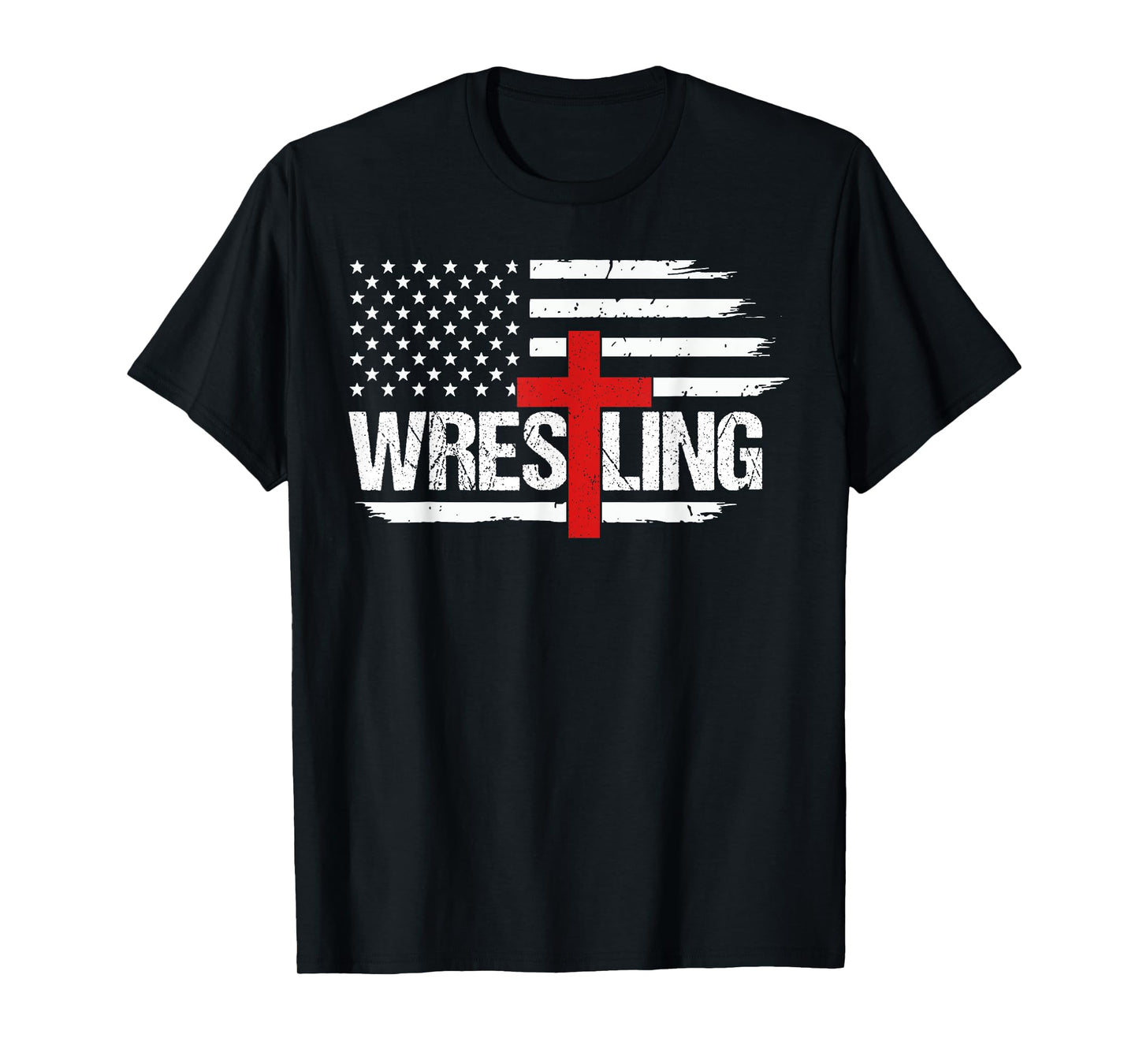 Wrestling Patriotic American Flag Christian and Jesus Lover T-Shirt