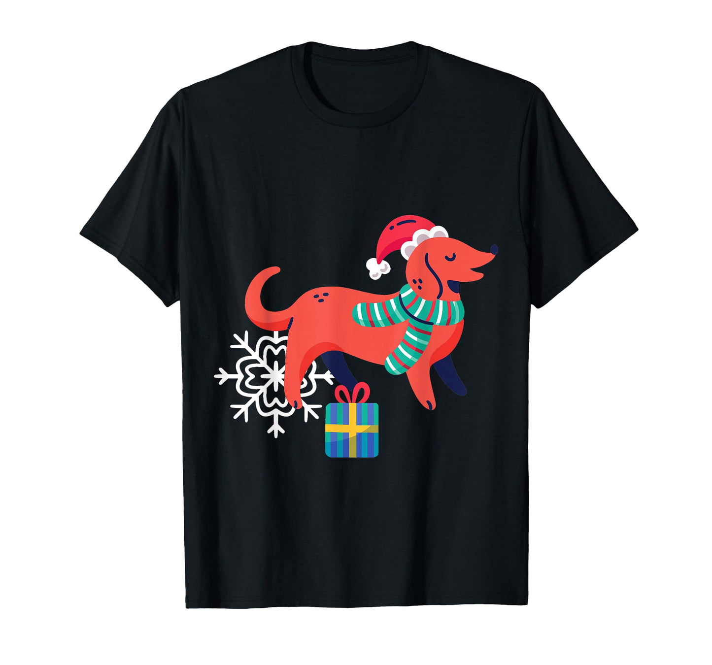 Ugly Christmas Dog Santa Xmas Snowflake Weiner Dachshund T-Shirt
