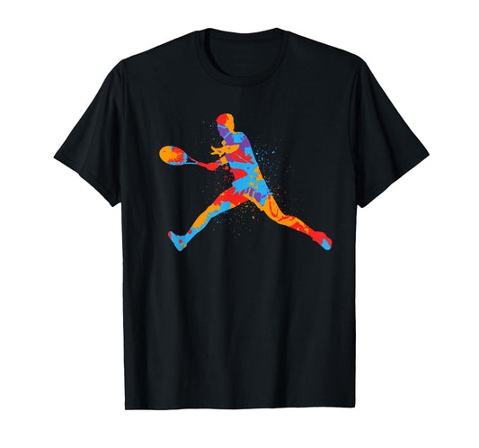 Colorful Tennis Player Men Kids Boys Tennis T-Shirt