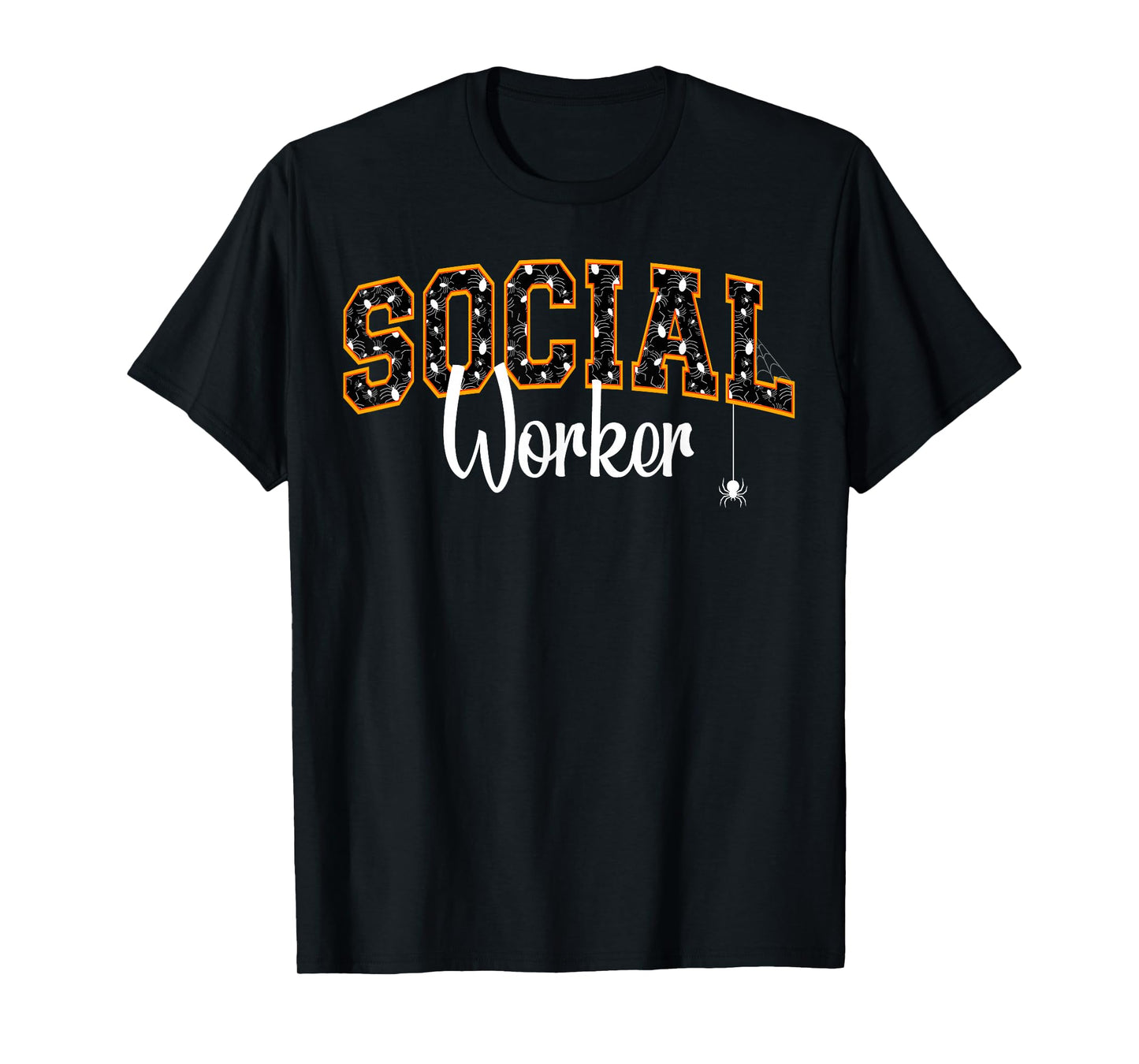 Social Worker Halloween Spiders Varsity School Letters T-Shirt