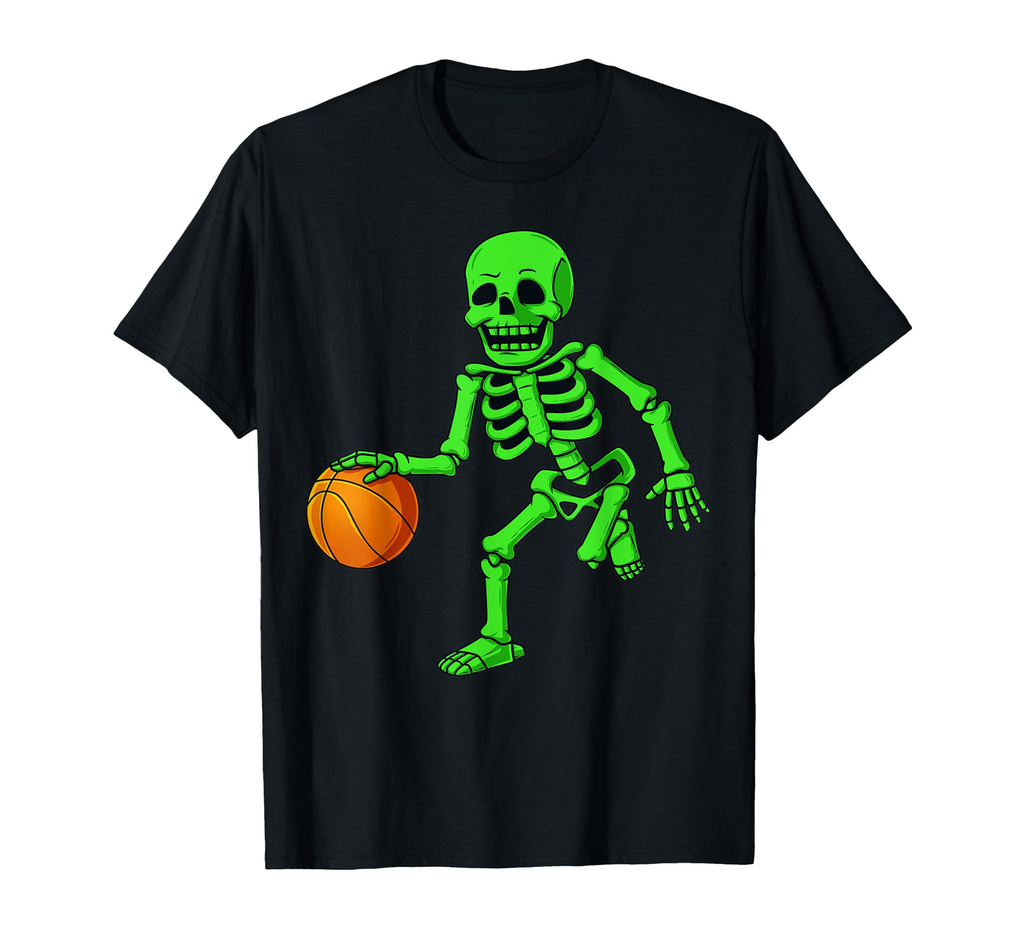 Halloween Skeleton Dribbling Basketball Boys Girls Kids T-Shirt