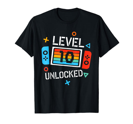 10 Year Old Level Unlocked Shirt 10th Birthday B-day T-Shirt