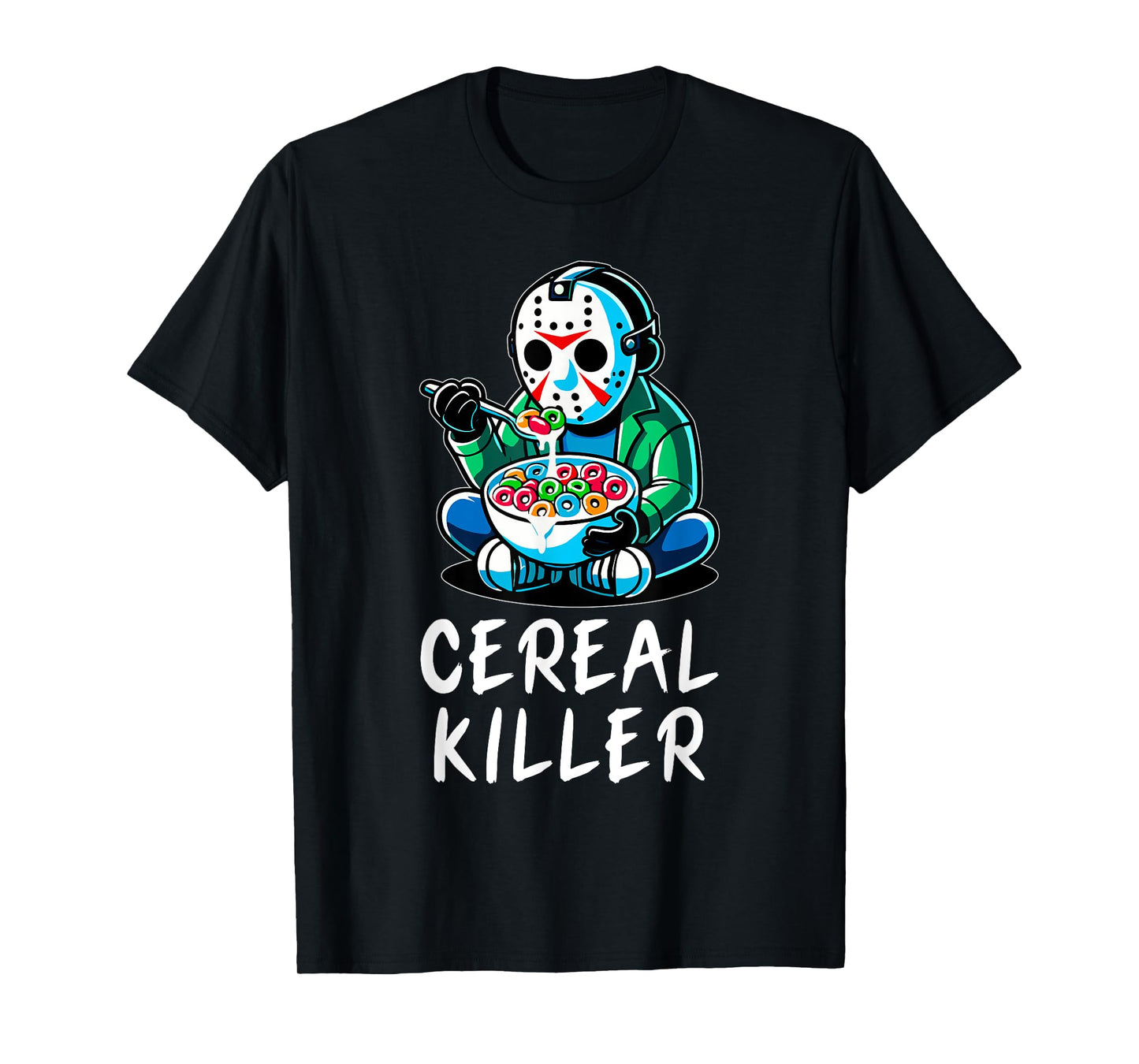 Halloween Spirit Funny Halloween Character Breakfast Cereal Killer Gift Unisex-Adults Black T-Shirt