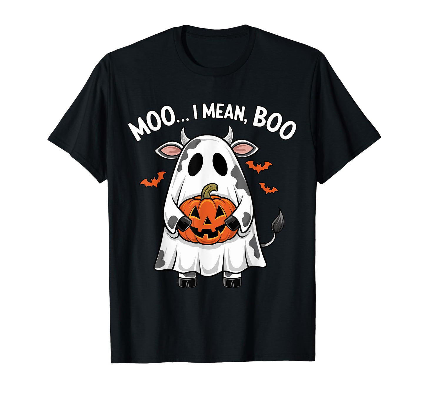 Ghost Cow Moo I Mean Boo Halloween Funny Highlands Cow Lover T-Shirt
