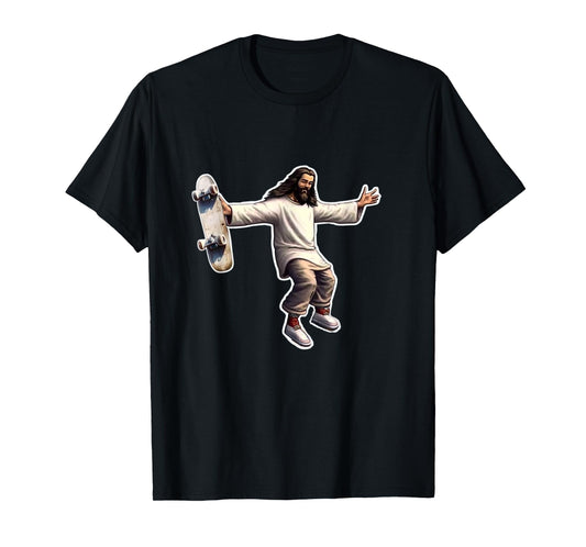 Steezus Christ Shredding Skateboard Trending Meme T-Shirt