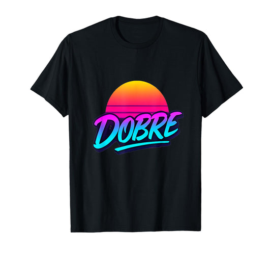 DOBRE Retro Sunset 80s Vaporwave Neon Style Design T-Shirt