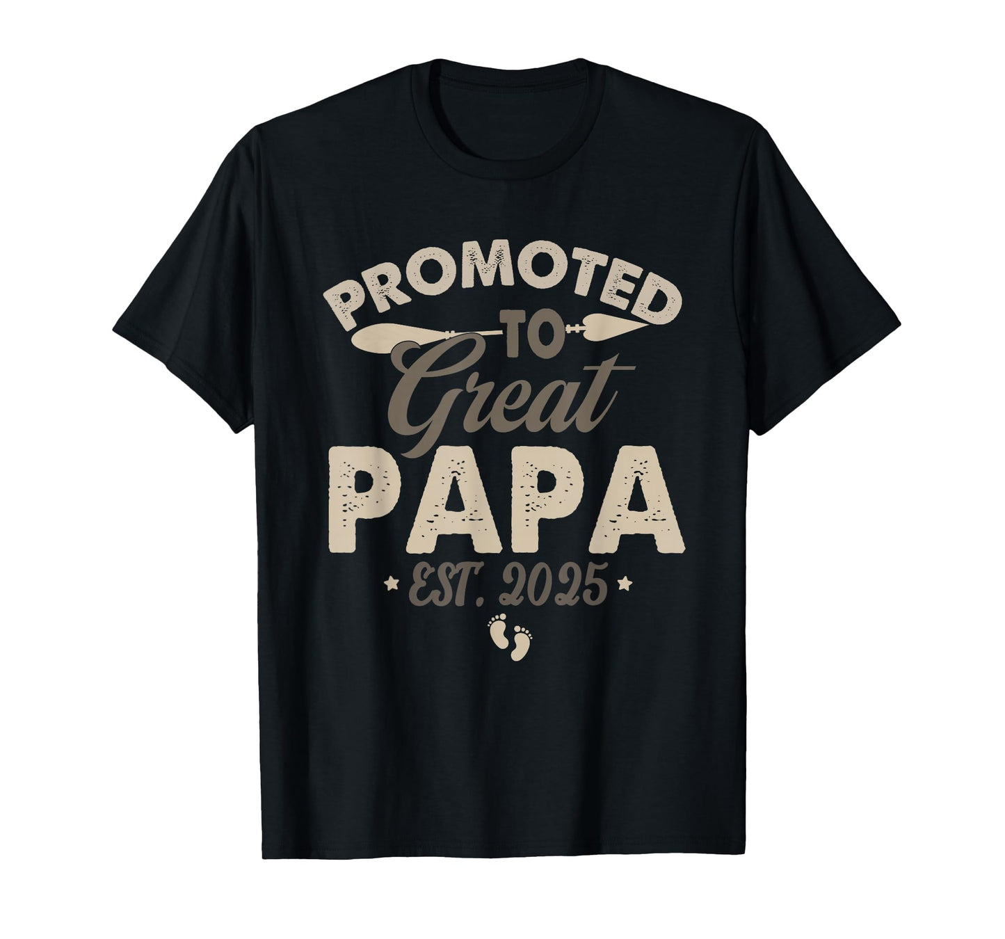 Vintage Promoted to Great Papa Est 2025 Daddy Father's Day T-Shirt