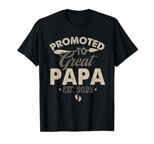 Vintage Promoted to Great Papa Est 2025 Daddy Father's Day T-Shirt