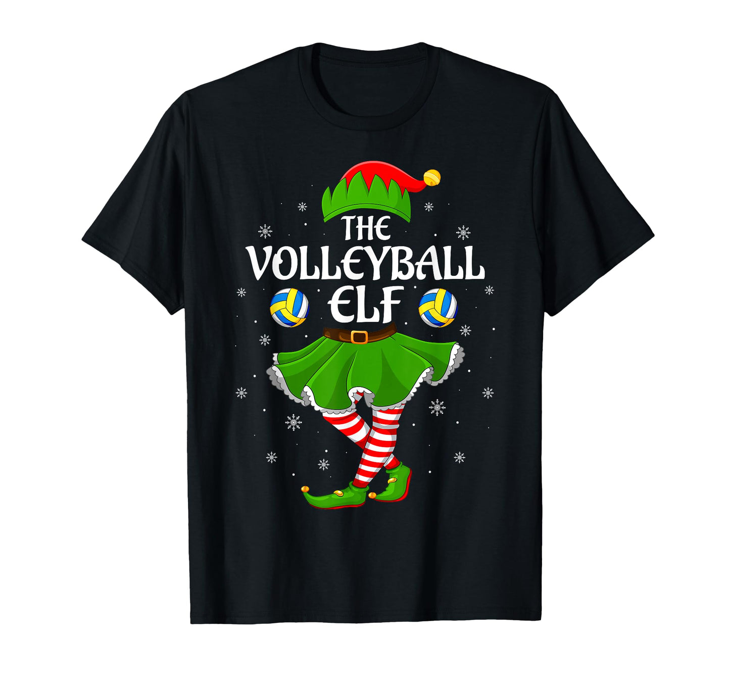 Volleyball Elf Christmas Family Girls Women Elf Squad Xmas T-Shirt