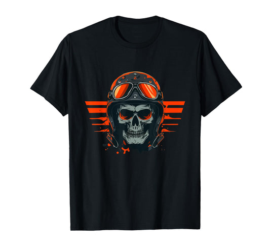 Skull Pilot Aviator with Helmet Vintage Skeleton Skull T-Shirt