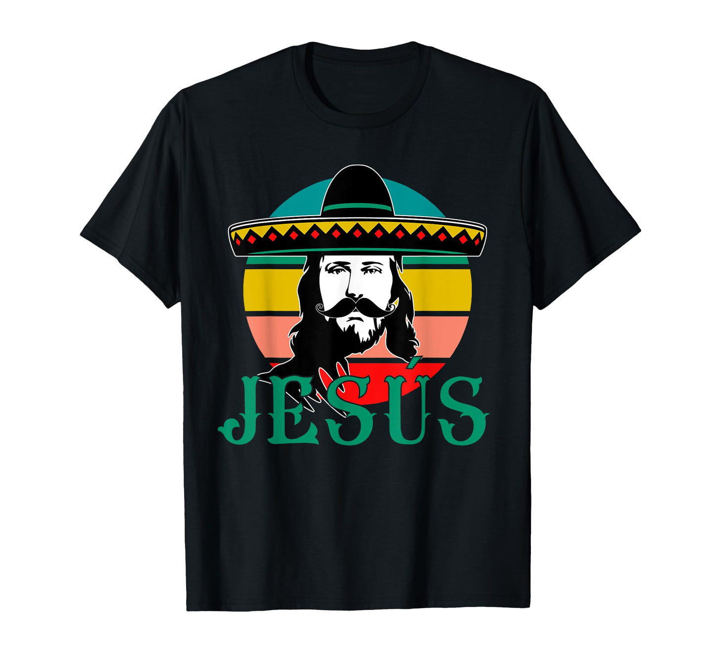 Mexican Jesus Wearing Sombrero Jesús Cristo Fiesta Retro T-Shirt