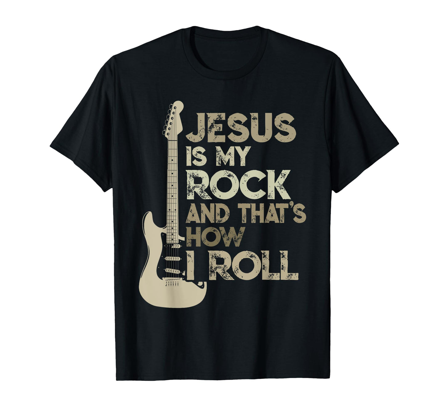Jesus Is My Rock And That Is How I Roll Christian Guitarist T-Shirt