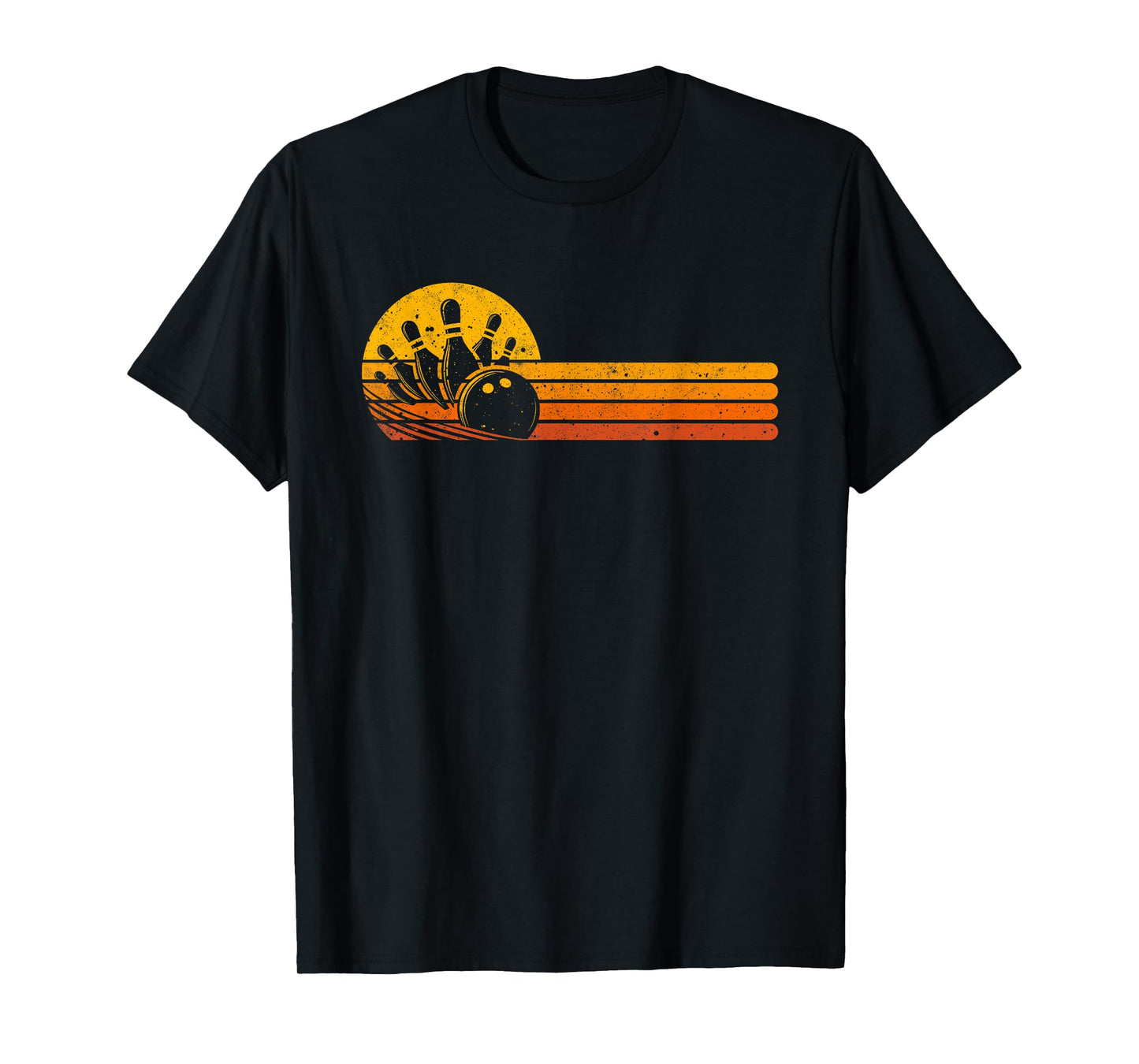 Retro Bowling 70s Bowler Sunset Vintage Bowling Lover T-Shirt