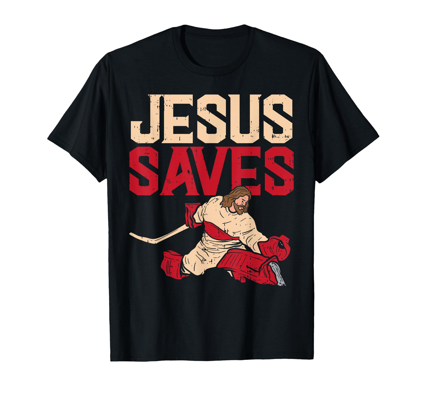 Jesus Saves Ice Hockey Goalie Sport Religious Christian Gift T-Shirt