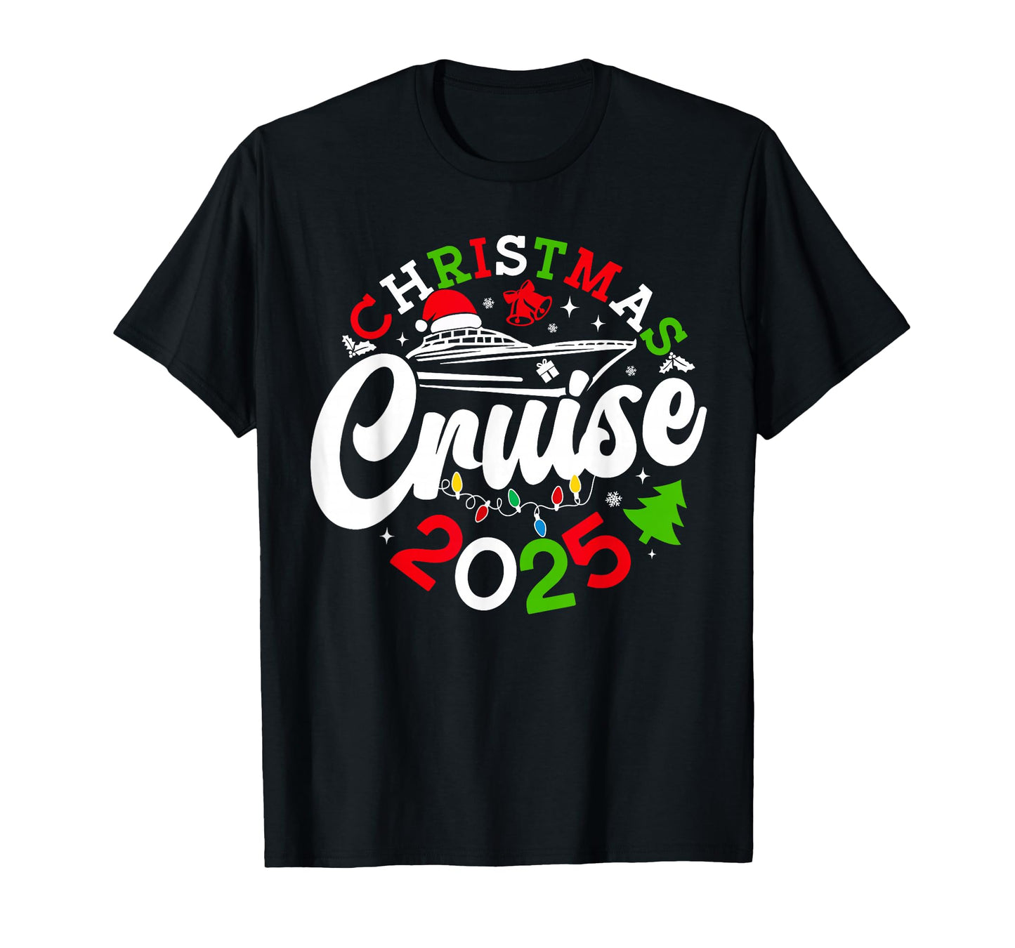 Christmas Cruise 2025 Xmas Lights Holiday Pajamas Family T-Shirt