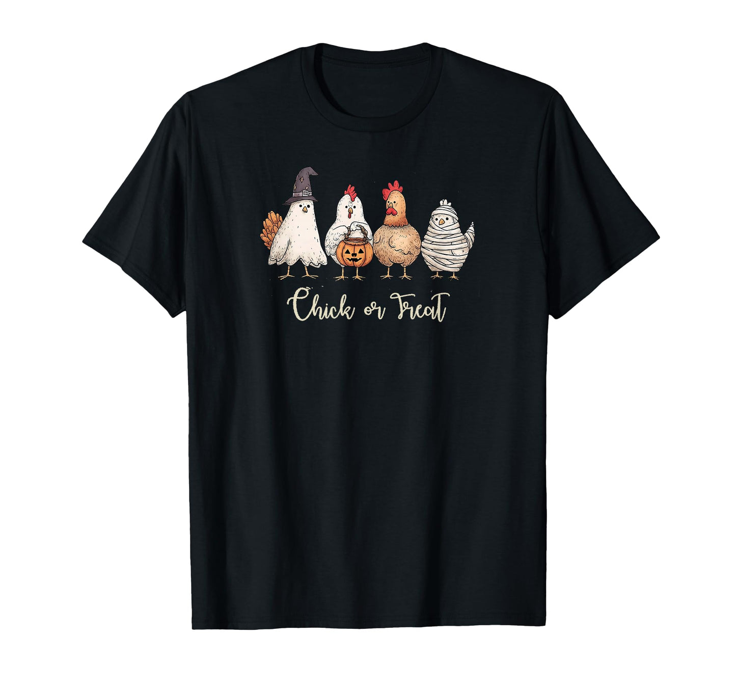 Chick Or Treat Funny Halloween Pumpkin Ghost Spooky Chicken T-Shirt