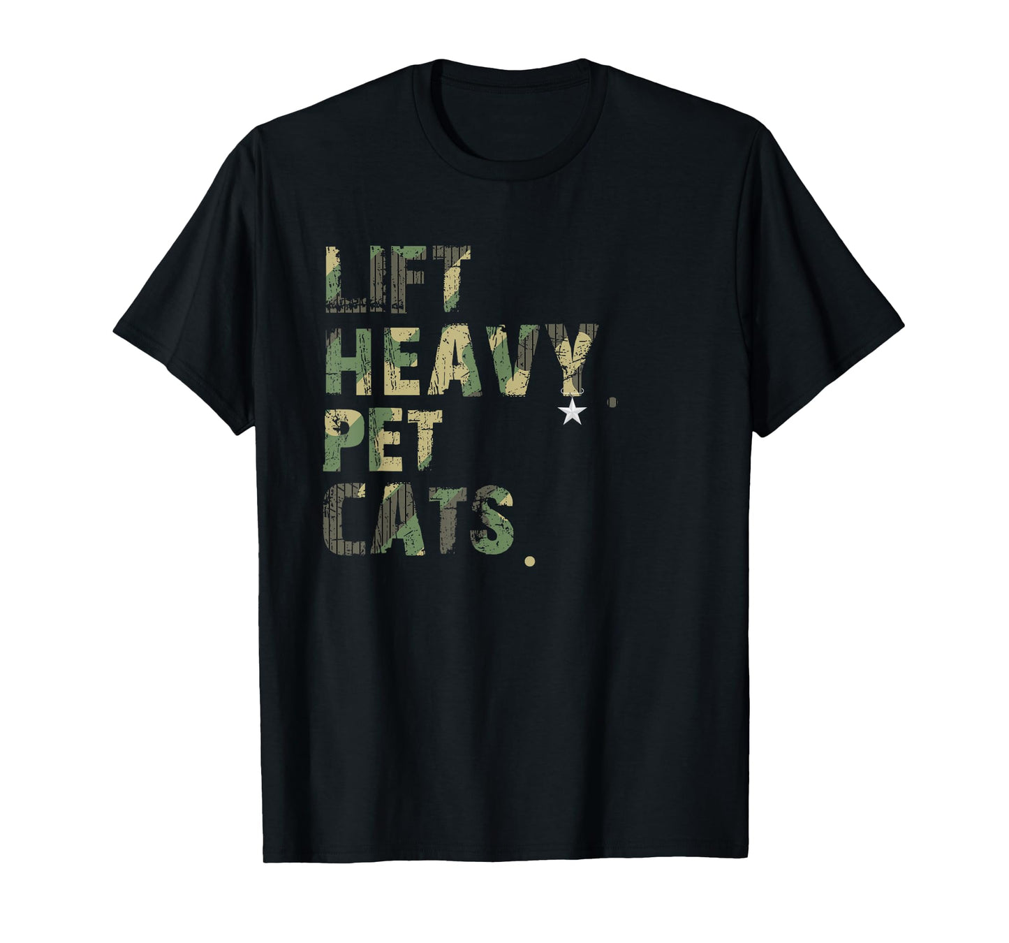 Lift Heavy Pet Cats American Flag Military Weightlifters Tee T-Shirt