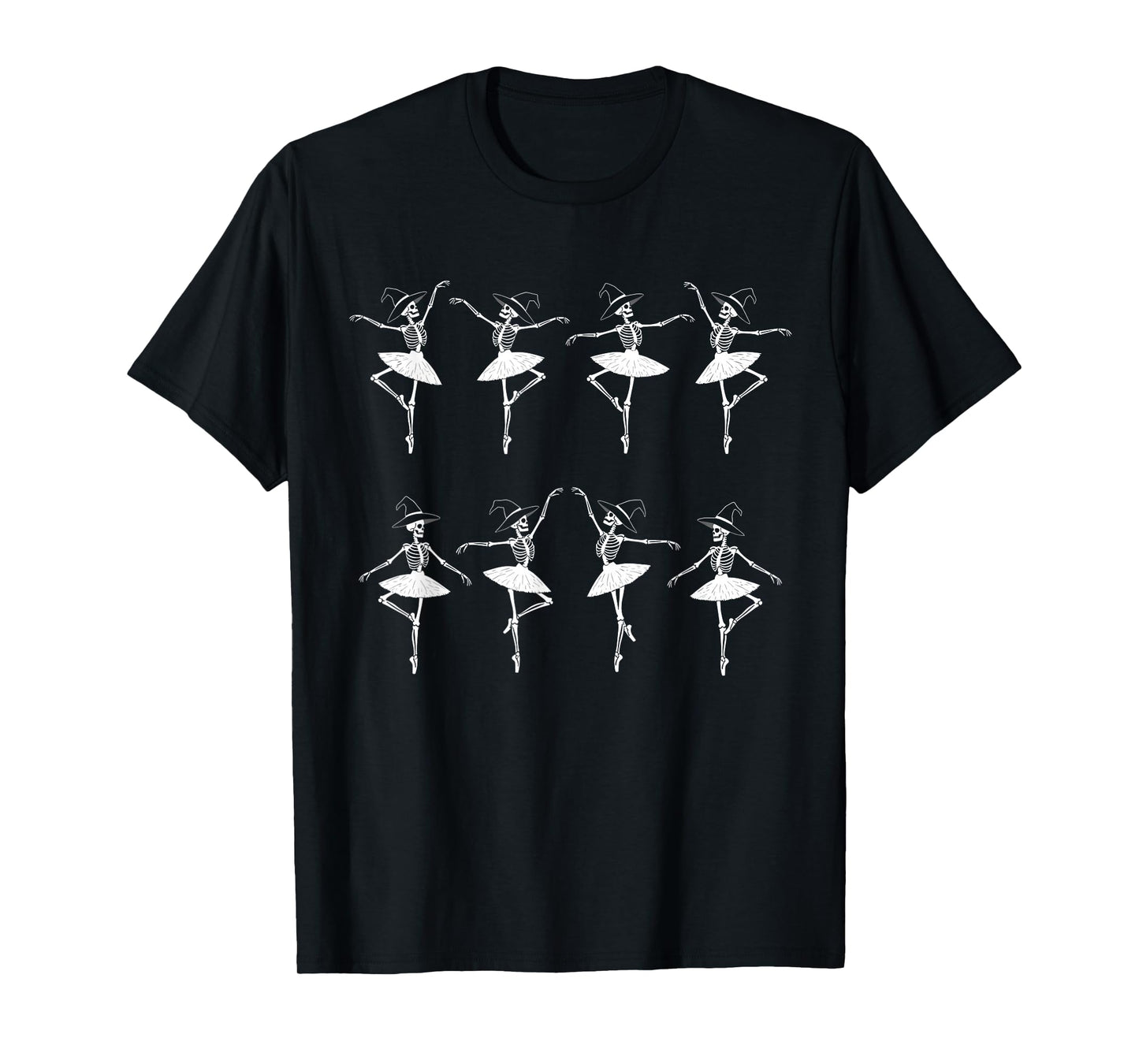 Dancing Skeleton Ballerina Witches Funny Halloween Ballet T-Shirt