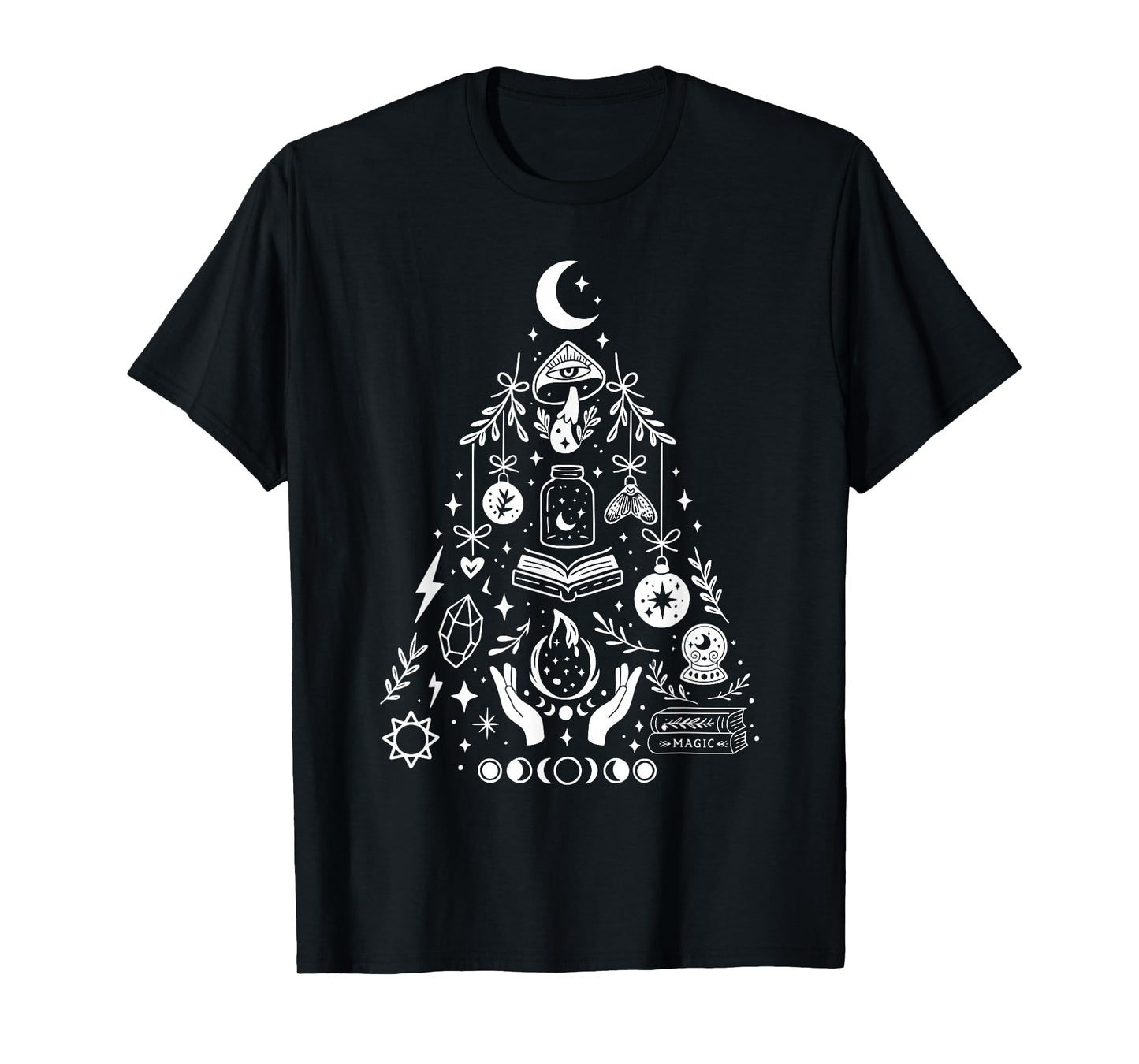 Witchy Christmas Tree Witchcraft Wicca Gothic Xmas T-Shirt
