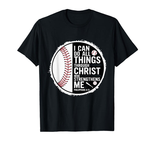 Baseball Player Sports with Christian Bible Verse Theme T-Shirt