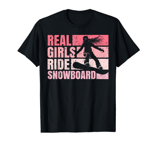 Snowboarding Snowboard Vintage Girl Ride Real Girls Ride T-Shirt