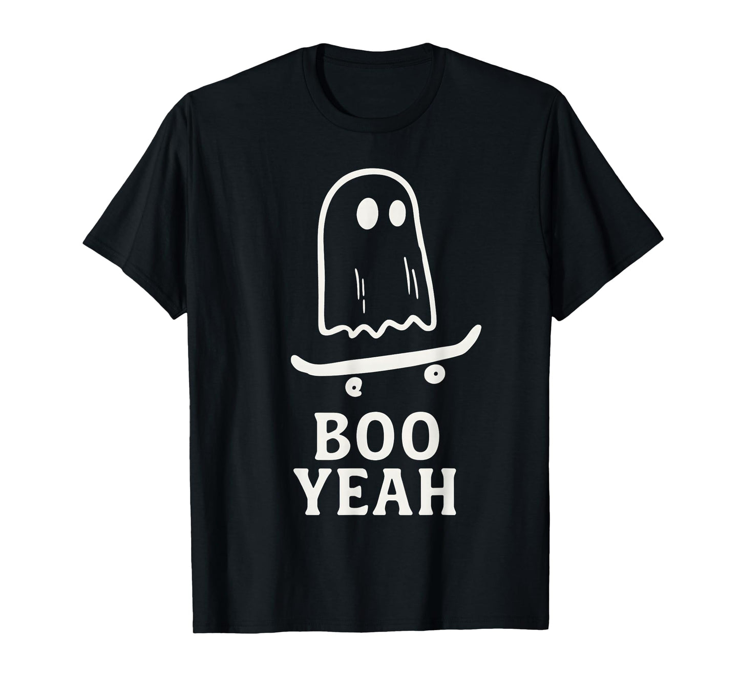 Boo Yeah Ghost On Skateboard Funny Halloween Costume T-Shirt
