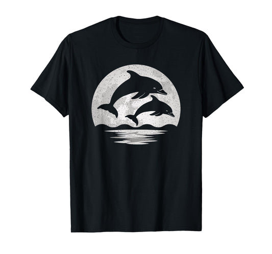 Dolphin Moon Vintage Dolphin Lover Men Women Kids T-Shirt