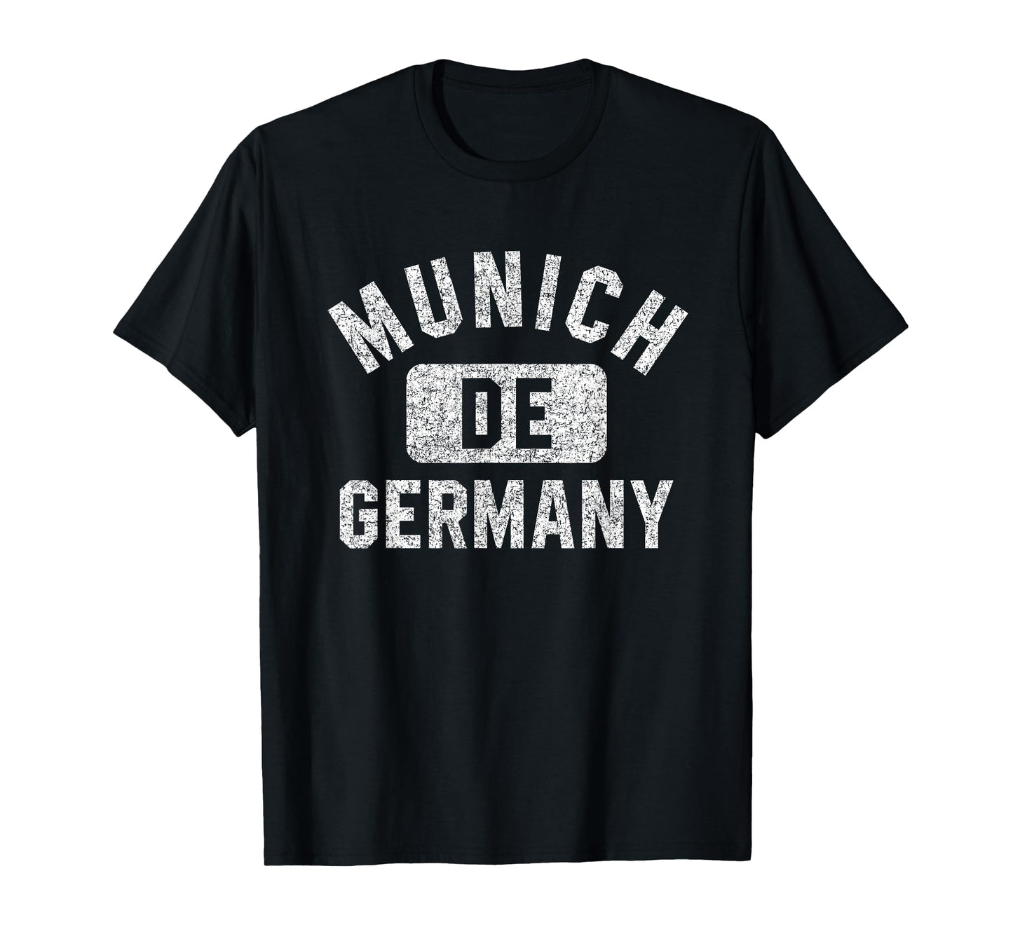 Munich Germany Gym Style Distressed White Print T-Shirt