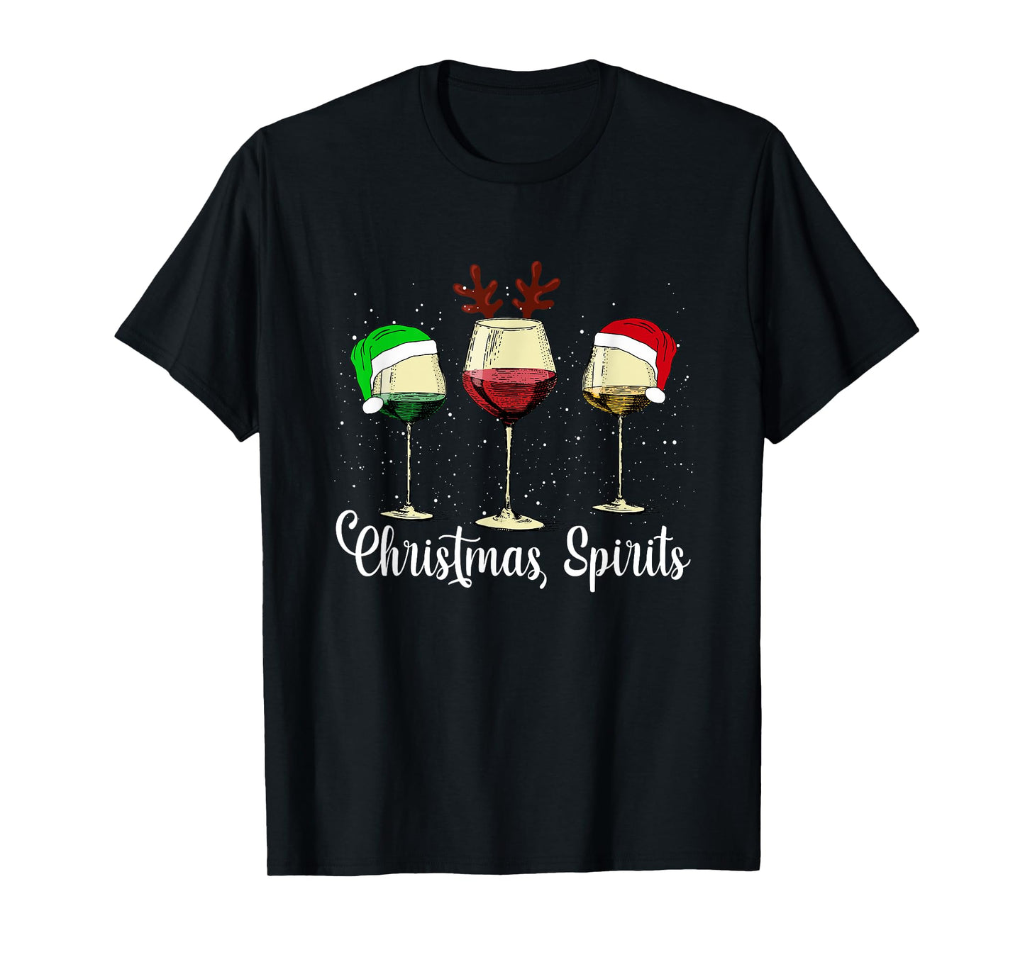 Christmas Wine Shirt - Funny Wine Santa Hat Xmas Men Women T-Shirt