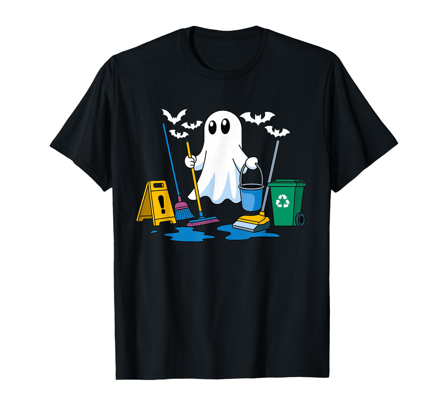 School Custodian Janitor Ghost Halloween T-Shirt