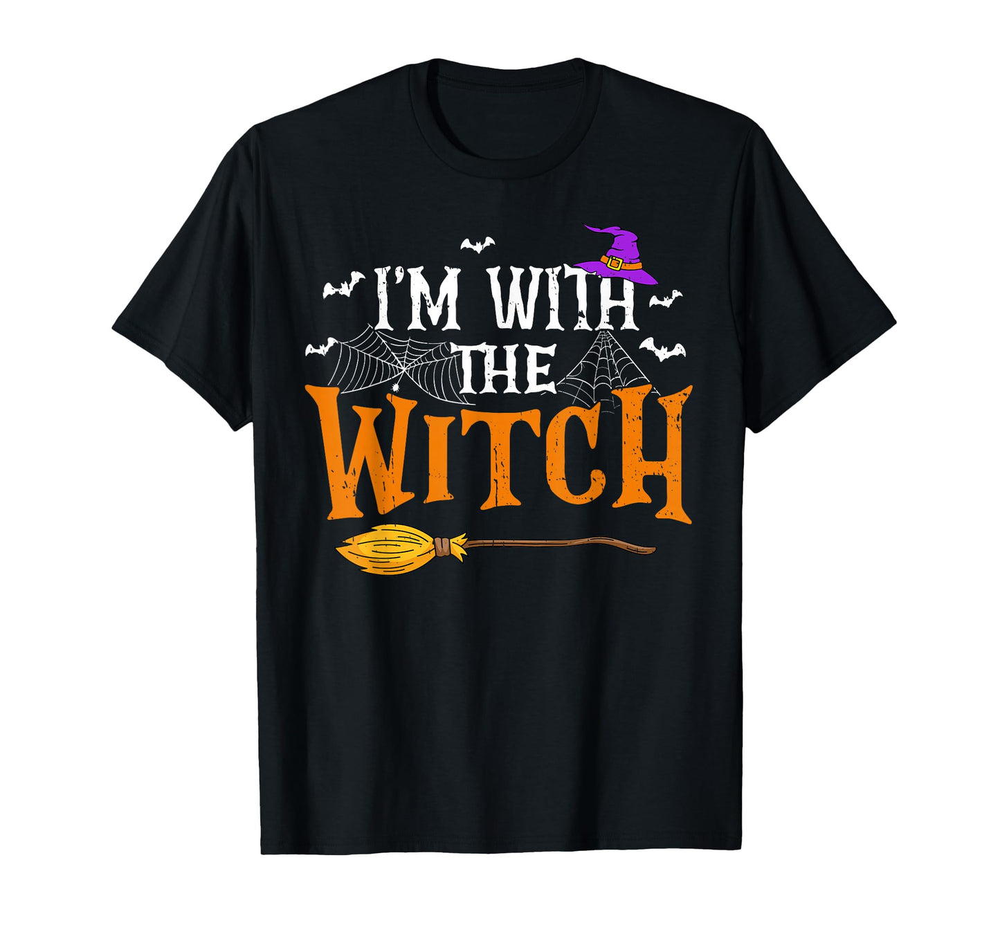 Funny Halloween Matching Couples Costume I'm with The Witch T-Shirt