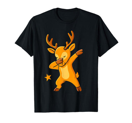 Dabbing Reindeer Man Costume, Kids Christmas Santa Reindeer T-Shirt