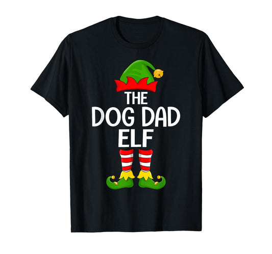 Dog Dad Elf Xmas Matching Family Elf Squad Christmas T-Shirt