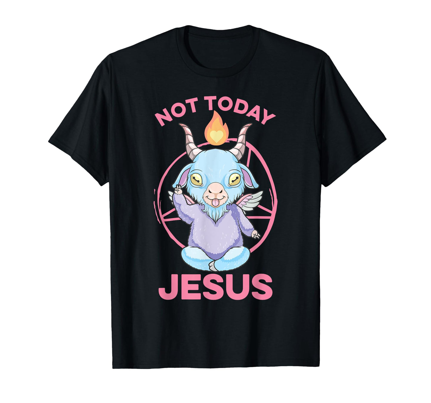 Pastel Goth Baby Baphomet Not Today Jesus Anime Nu Goth T-Shirt
