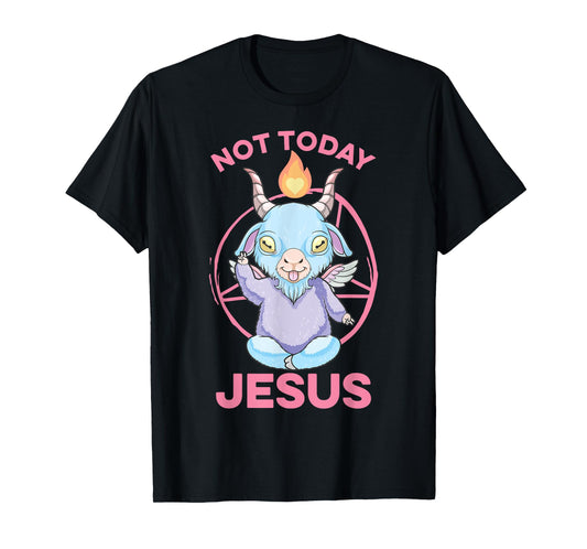 Pastel Goth Baby Baphomet Not Today Jesus Anime Nu Goth T-Shirt