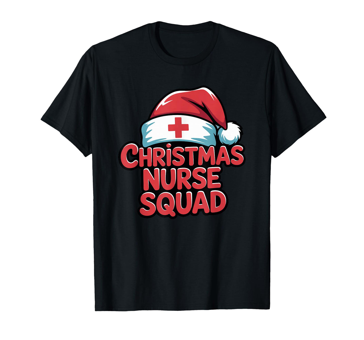 Nurse Christmas Squad Santa Hat Matching Crew T-Shirt