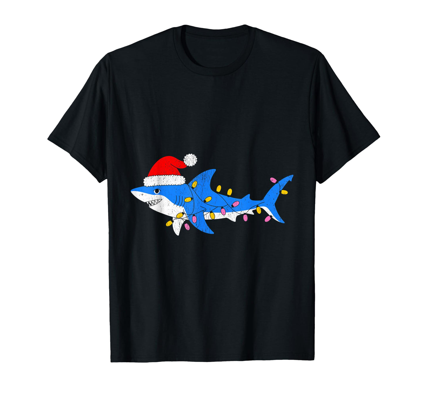 Funny Shark Santa Hat Christmas T-Shirt