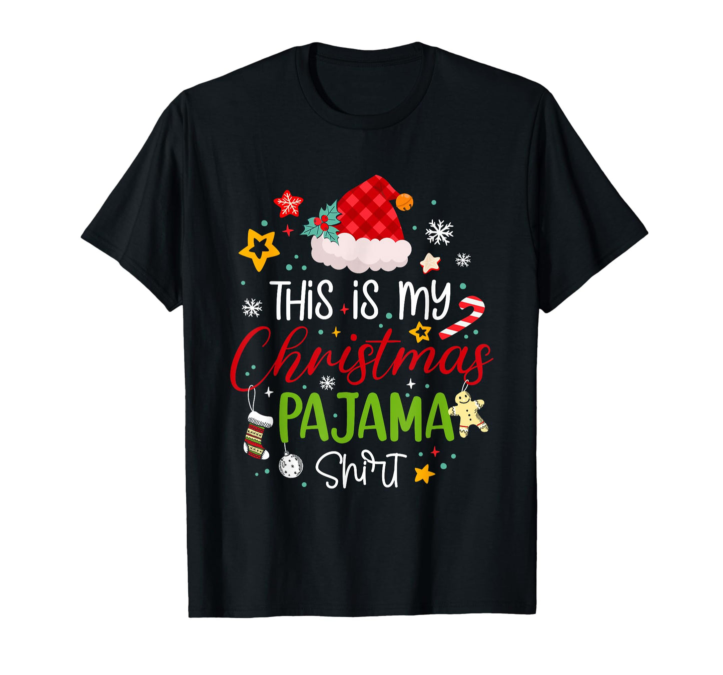 Xmas Buffalo Plaid Santa Hat This is My Christmas Pajama T-Shirt