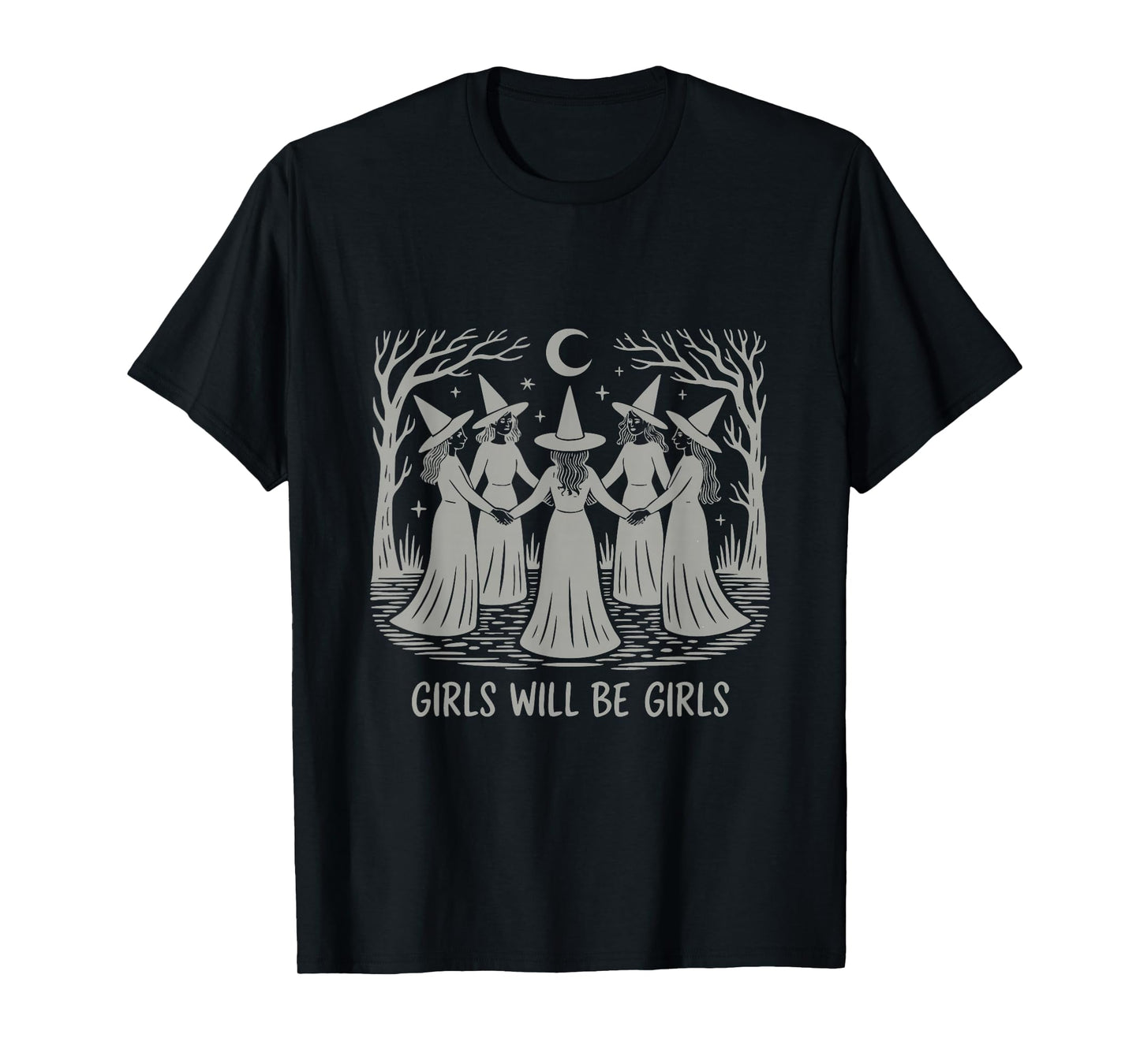 Vintage Witch Circle Design T-Shirt