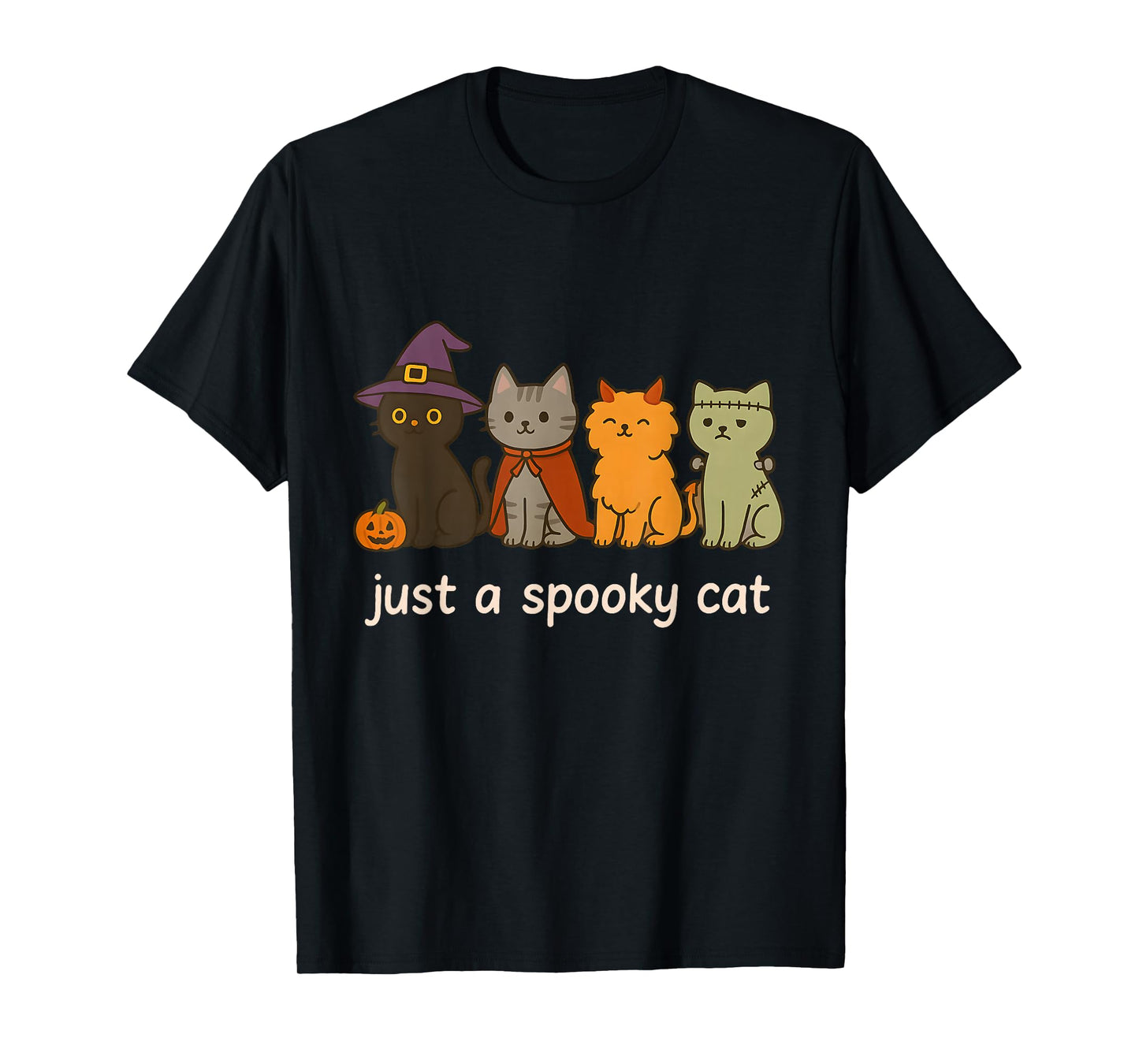 Just A Spooky Cat Vintage Funny Ghost Cat Halloween Meme T-Shirt