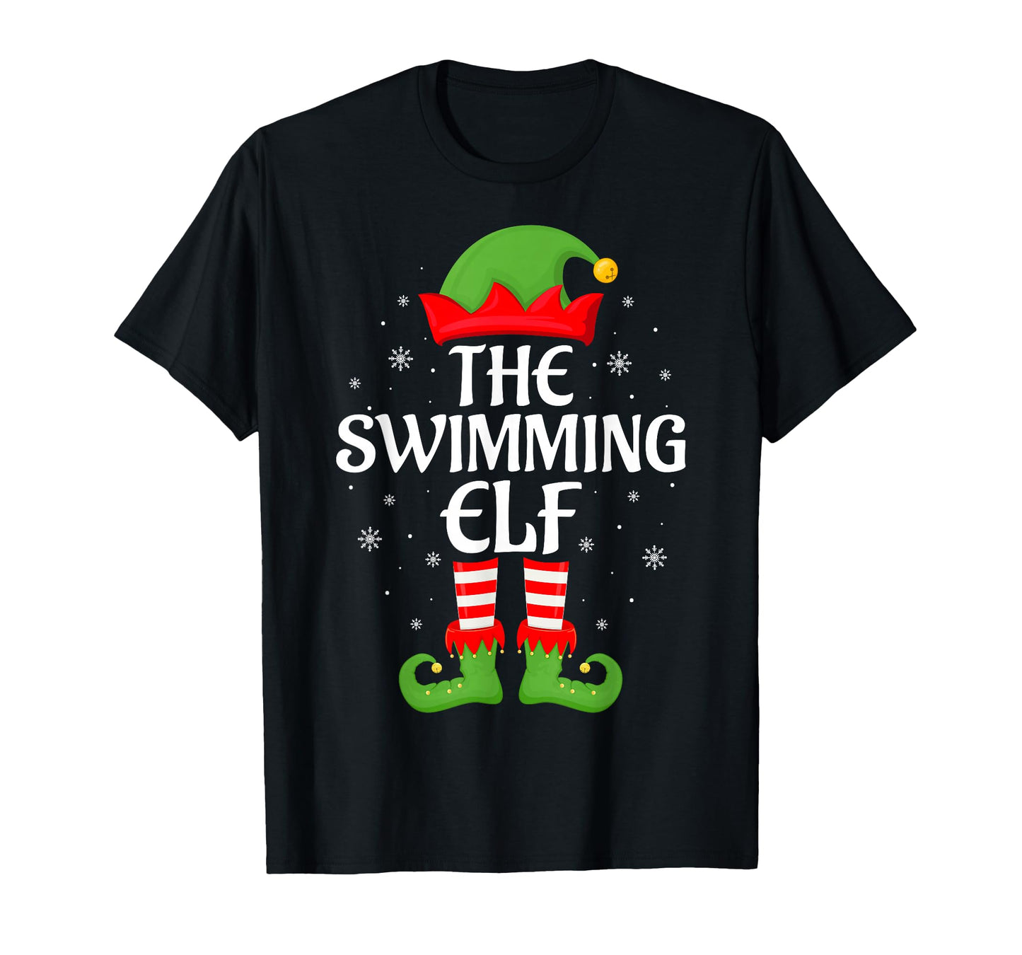 Swimming Elf Xmas Family Matching Elf Squad Christmas T-Shirt
