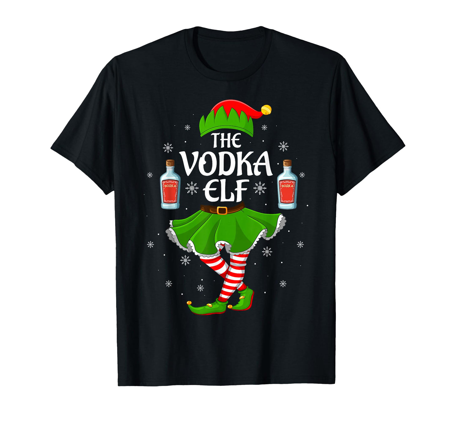 Vodka Elf Christmas Family Girls Women Elf Squad Xmas T-Shirt