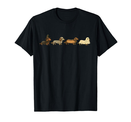 Dachshund Halloween Costume Dogs Witch Mummy Hotdog Ghost T-Shirt